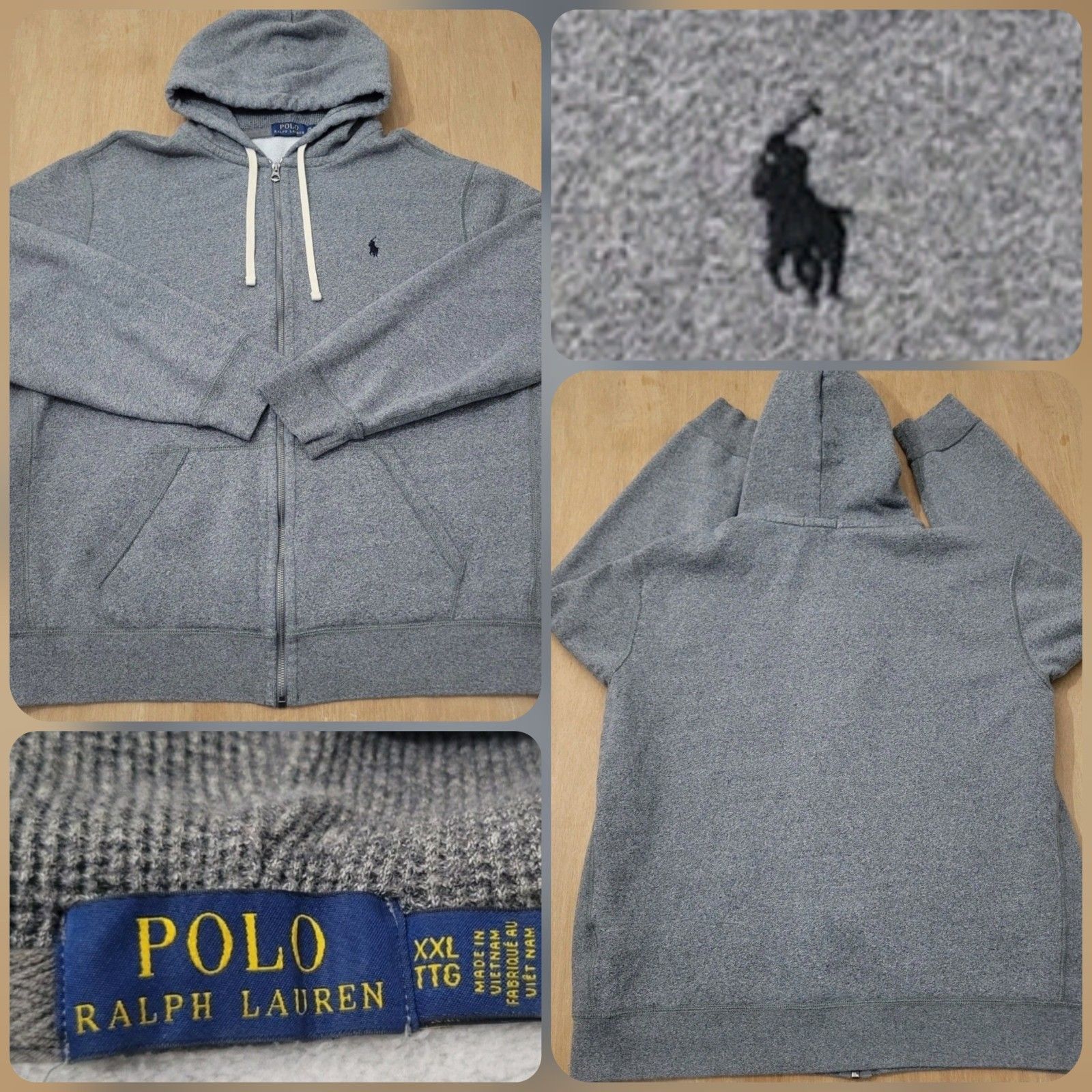 Polo Ralph Lauren Full Zip Up Hoodie Sweatshirt Gray Size 2xl Men's
